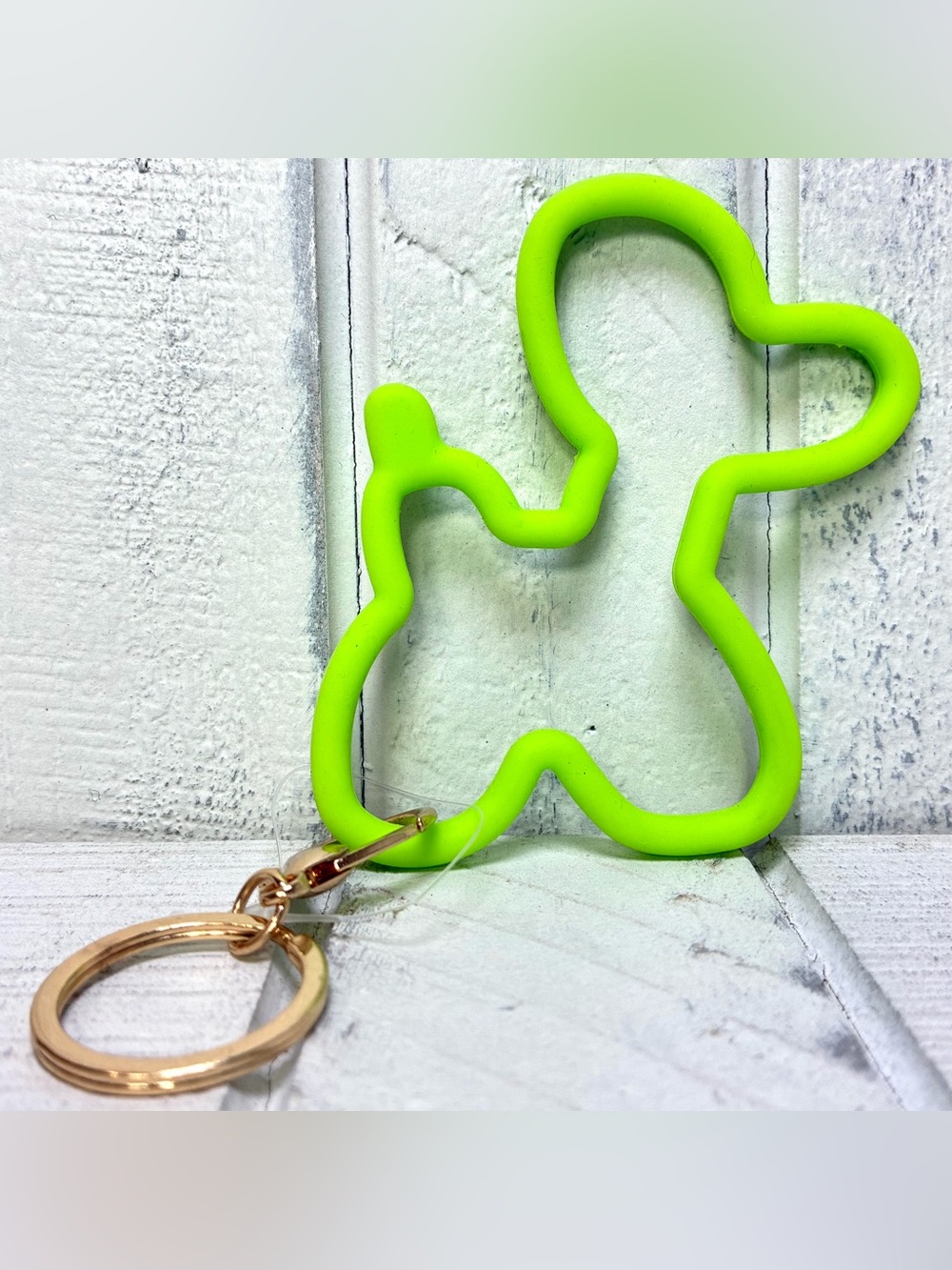 Balloon Dog Bright Green Silicone Keychain Wristlet Novelty Keyring Accessory